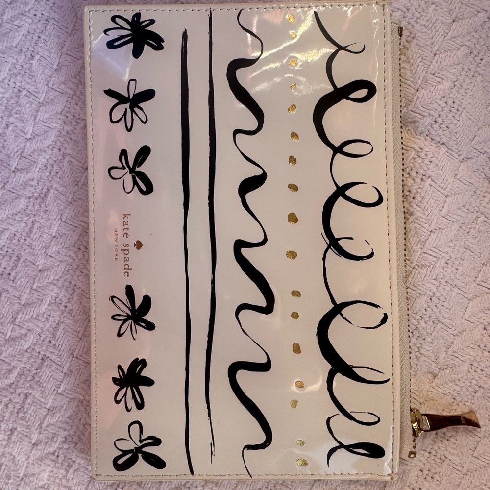 Kate Spade Black and Cream Floral Pouch